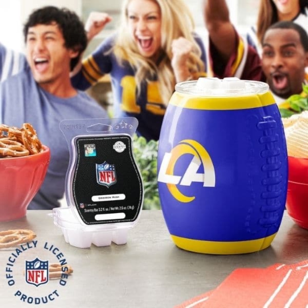 Scentsy NFL LA Rams Blue and Yellow Full Size Wax Warmer w/ Glass Tray